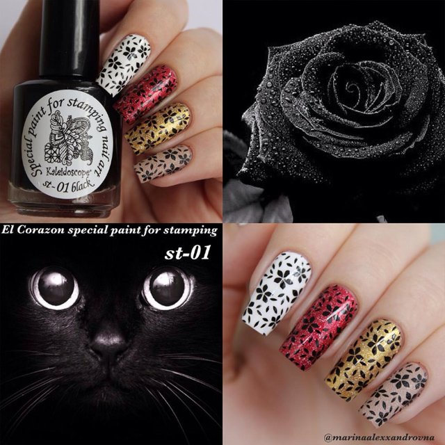 EL Corazon Kaleidoscope Special paint for stamping nail art №st-01 black