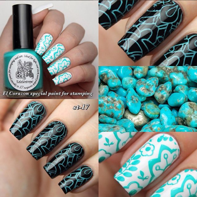 EL Corazon Kaleidoscope Special paint for stamping nail art st-17 turquoise