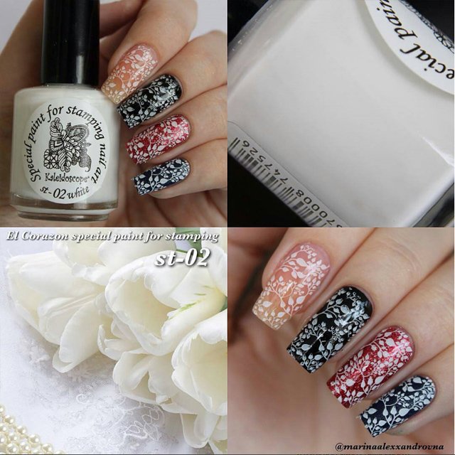 EL Corazon Kaleidoscope Special paint for stamping nail art №st-02 white