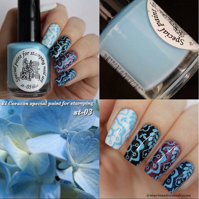 EL Corazon Kaleidoscope Special paint for stamping nail art №st-03 blue