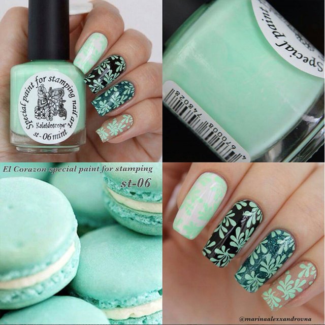 EL Corazon Kaleidoscope Special paint for stamping nail art №st-06 mint