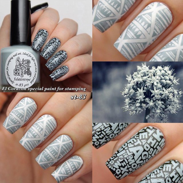 EL Corazon Kaleidoscope Special paint for stamping nail art st-83 gray купить